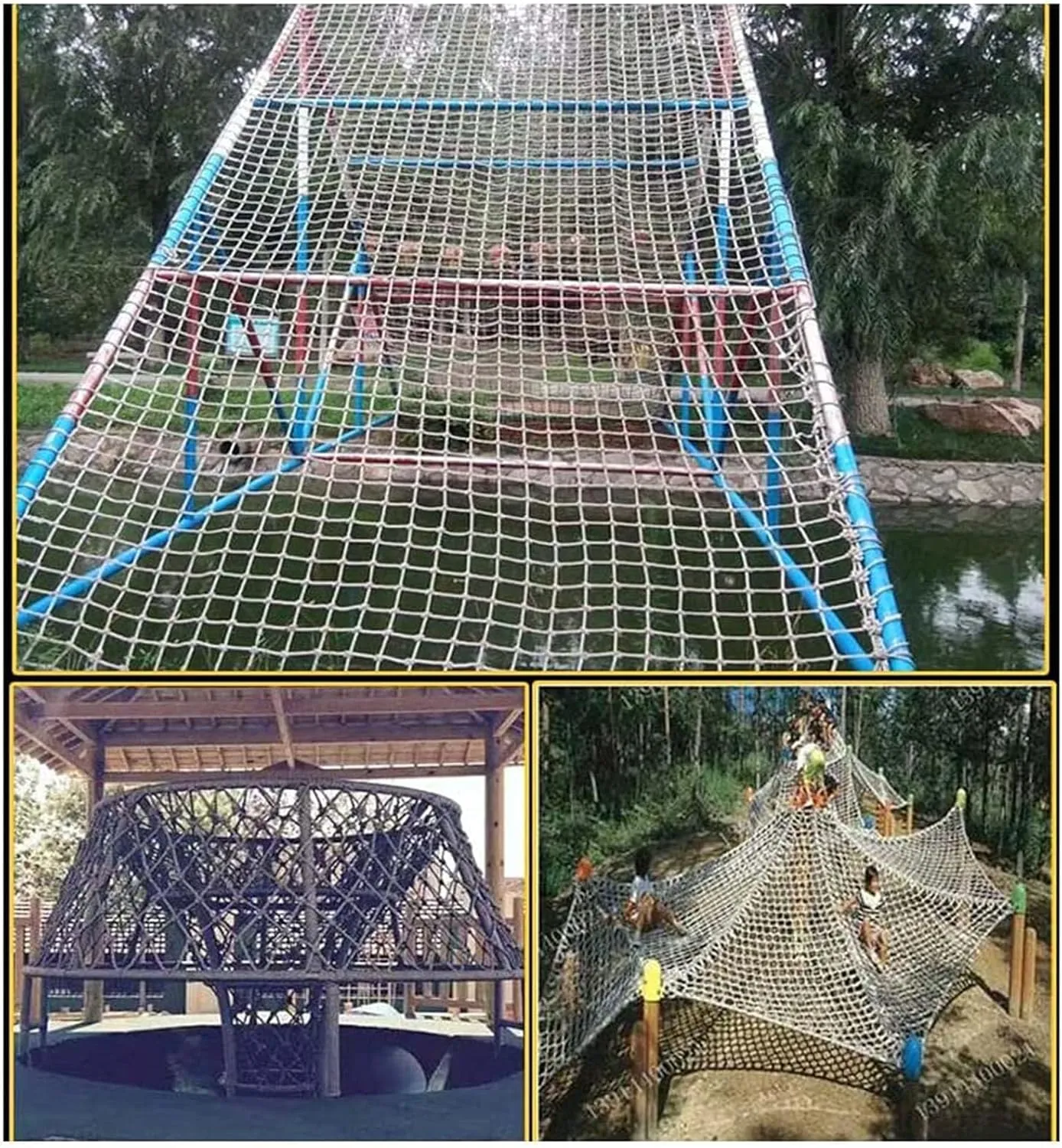 Heavy Duty Climbing Cargo Net, Outdoor Playground Climbing Net, Rope Ladder, Playground Treehouse Swingsets Accessories,2 * 2m(6.6 * 6.6ft)