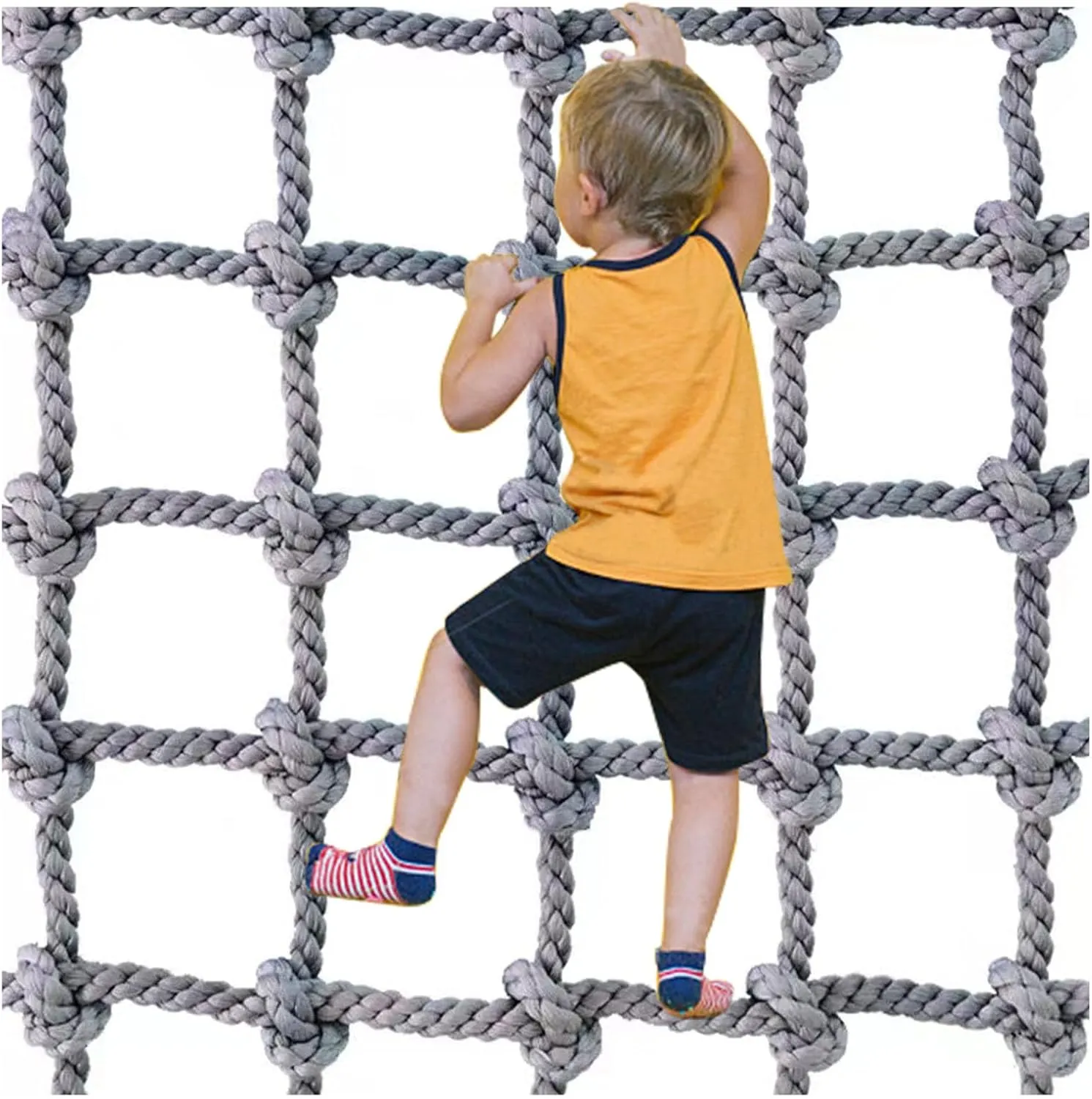 Heavy Duty Climbing Cargo Net, Outdoor Playground Climbing Net, Rope Ladder, Playground Treehouse Swingsets Accessories,2 * 2m(6.6 * 6.6ft)