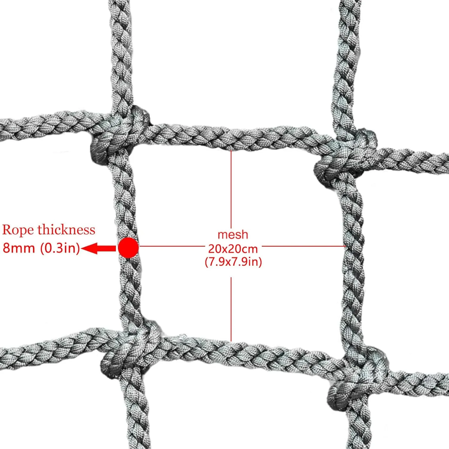 Heavy Duty Climbing Cargo Net, Outdoor Playground Climbing Net, Rope Ladder, Playground Treehouse Swingsets Accessories,2 * 2m(6.6 * 6.6ft)