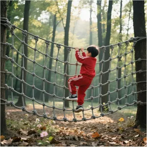 Heavy Duty Climbing Cargo Net Playground Safety Net Climbing Net Outdoor Rope Ladder for Tree House Balcony Banister Protection Fence Decor for Indoor Outdoor,3.3x3.3ft