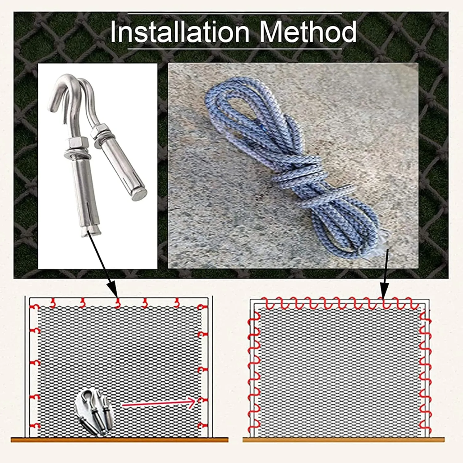 Heavy Duty Climbing Cargo Net Polyamide Fiber Playground Net 0.47" Thick Outdoor Hammock Cargo Rope Ladder Truck Trailer Netting,2x9m(6.6x30ft)