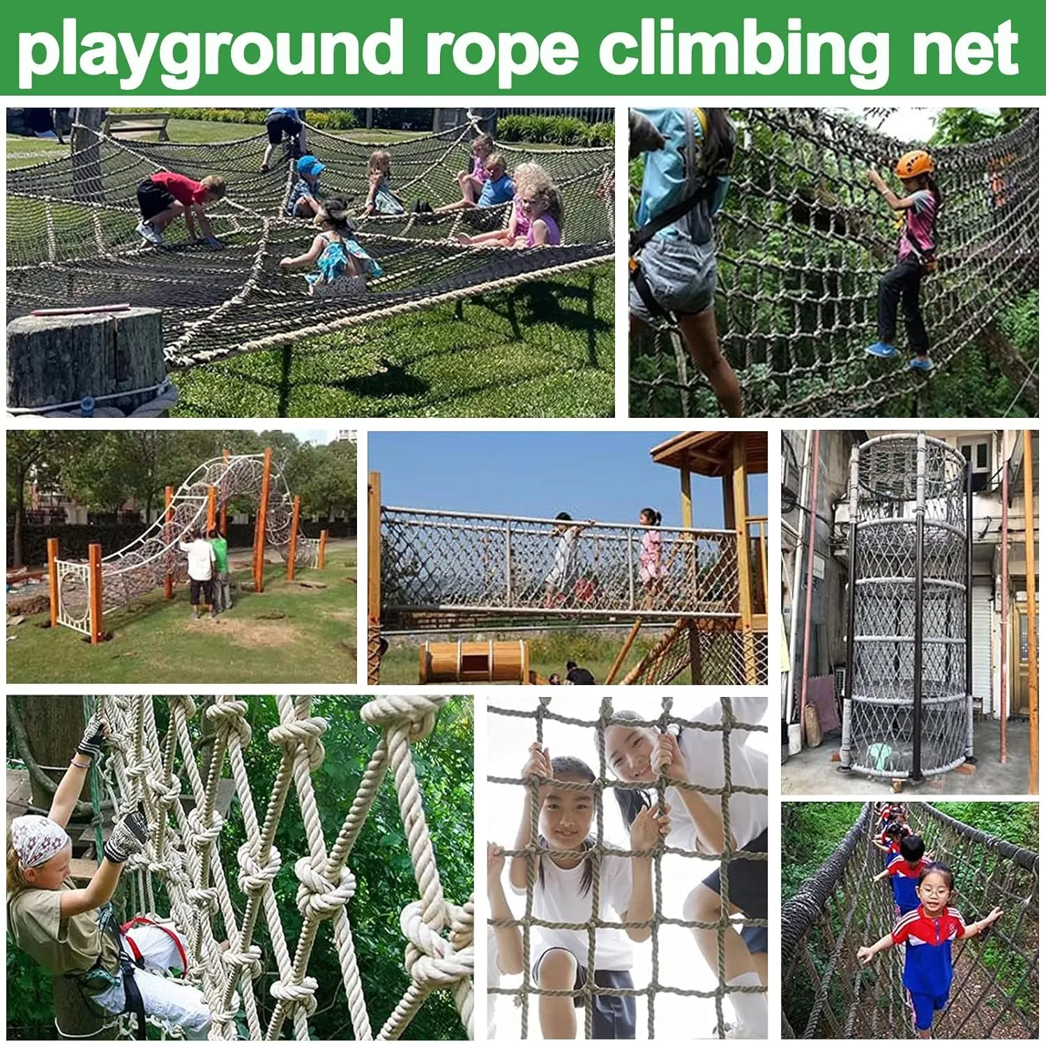 Heavy Duty Climbing Cargo Net Polyamide Playground Safety Net Climbing Net for Kids Outdoor Treehouse Netting Rope Ladder Stair Balcony Railing Protection Net,6.6x6.6ft