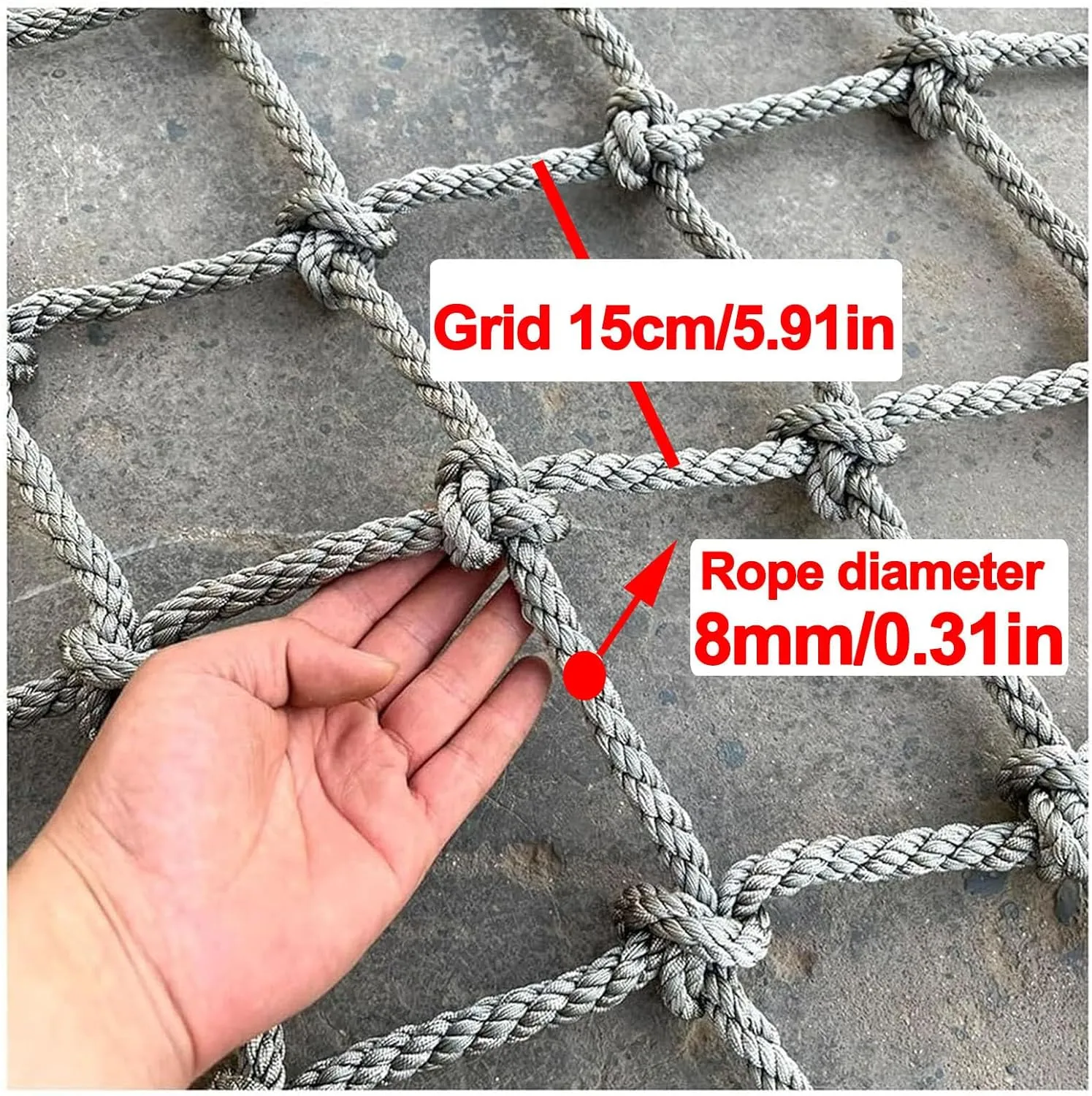 Heavy Duty Climbing Cargo Net Polyamide Playground Safety Net Climbing Net for Kids Outdoor Treehouse Netting Rope Ladder Stair Balcony Railing Protection Net,6.6x6.6ft