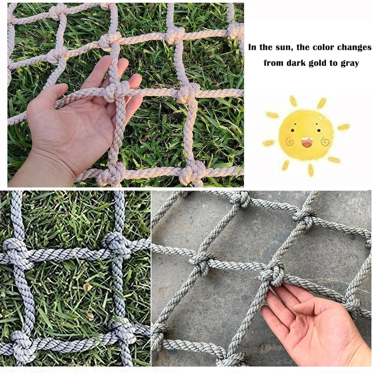 Heavy Duty Climbing Cargo Net Polyamide Playground Safety Net Climbing Net for Kids Outdoor Treehouse Netting Rope Ladder Stair Balcony Railing Protection Net,6.6x6.6ft