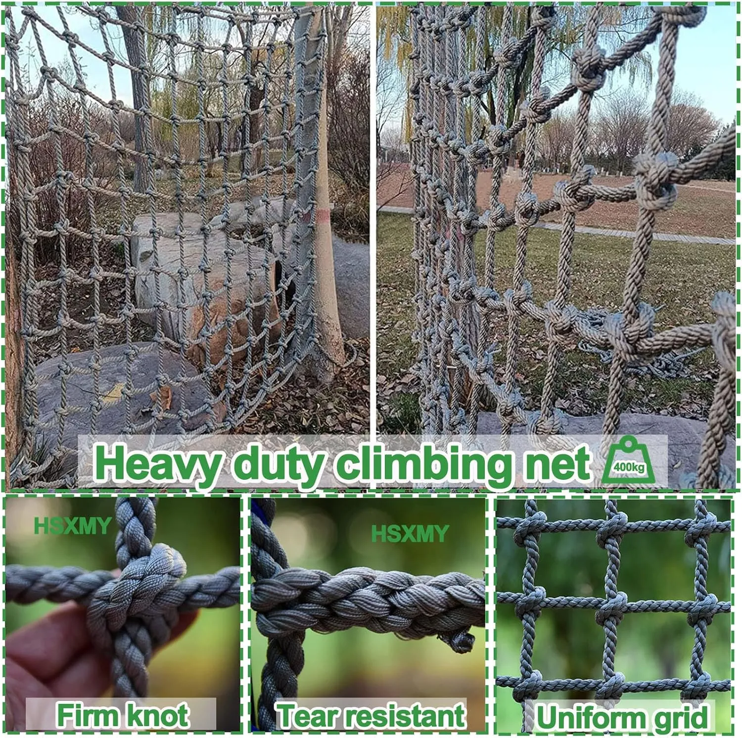 Heavy Duty Climbing Cargo Net Polyamide Playground Safety Net Climbing Net for Kids Outdoor Treehouse Netting Rope Ladder Stair Balcony Railing Protection Net,6.6x6.6ft