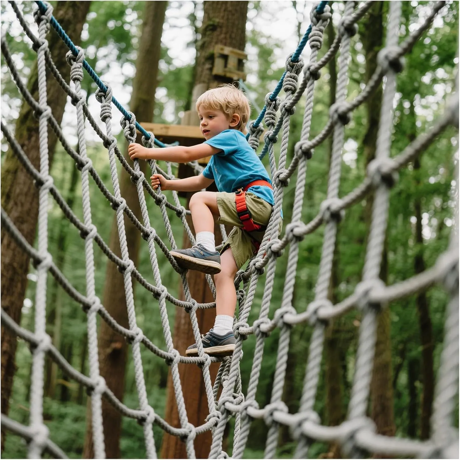 Heavy Duty Climbing Cargo Net Polyamide Playground Safety Net Climbing Net for Kids Outdoor Treehouse Netting Rope Ladder Stair Balcony Railing Protection Net,6.6x6.6ft