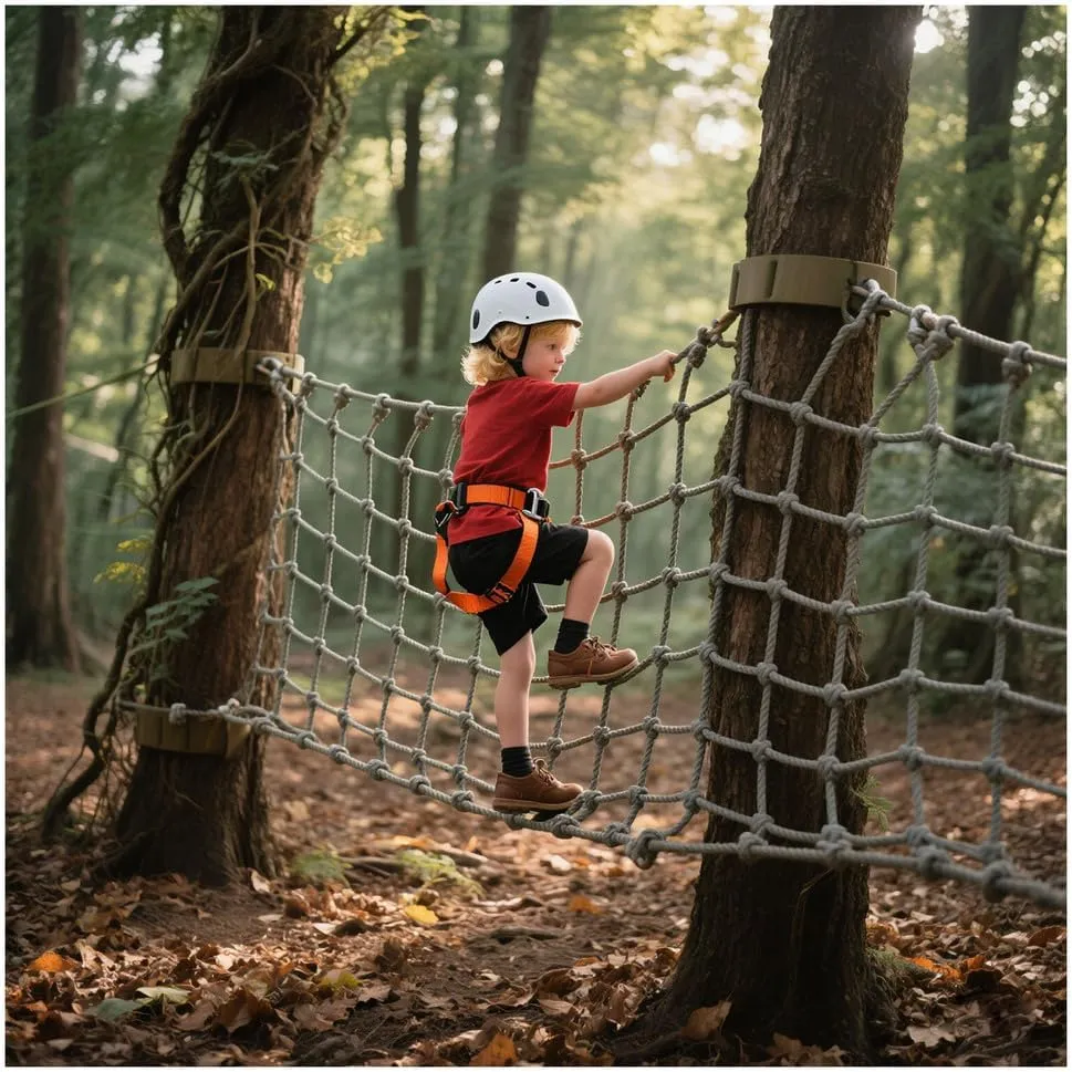 Heavy-Duty Climbing Cargo Net Polyamide Thick 0.39 in Playground Safety Net Multipurpose Rope Ladder Tree House Accessory & Balcony Railing,1Mx1M(3.3FTx3.3FT)