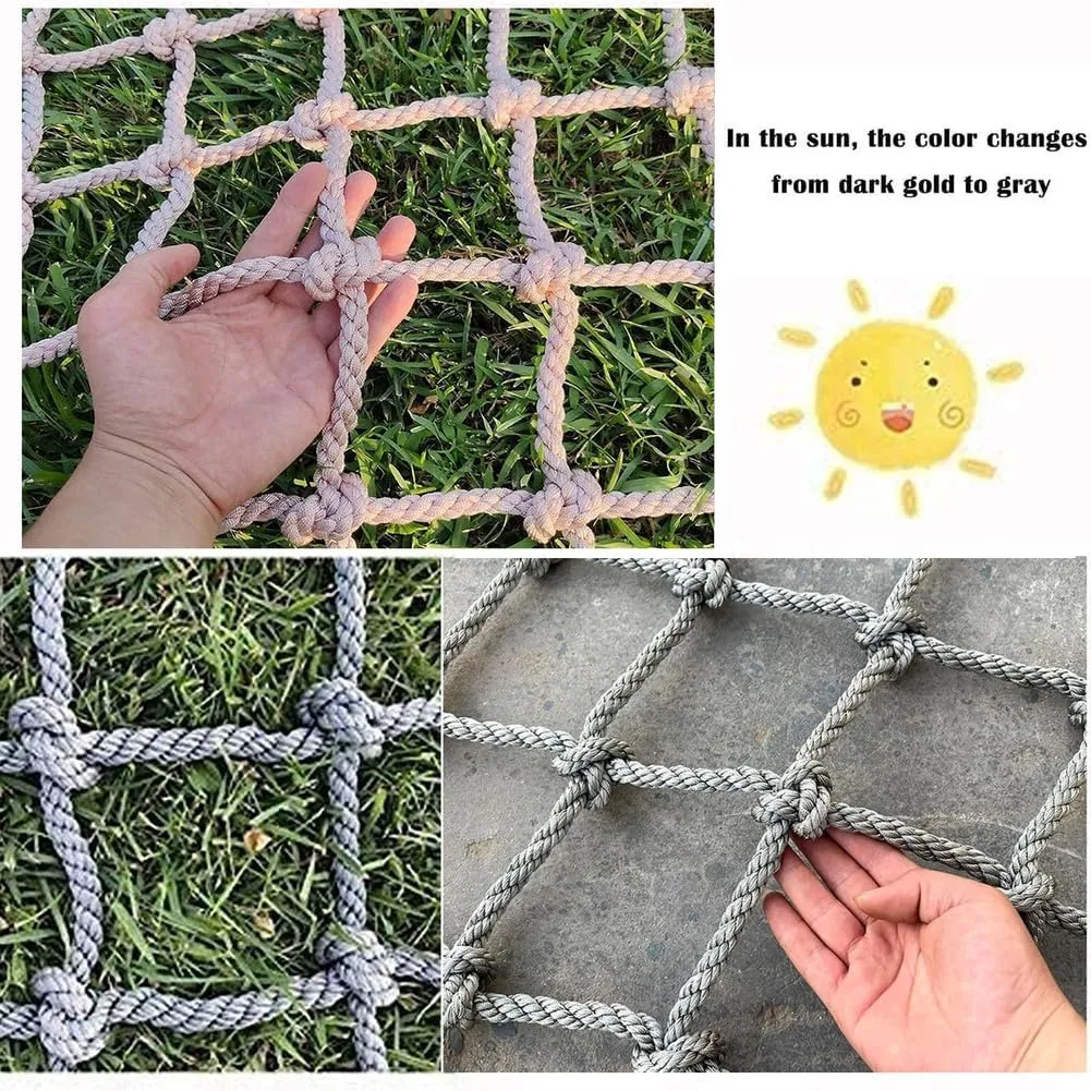 Heavy-Duty Climbing Cargo Net Polyamide Thick 0.39 in Playground Safety Net Multipurpose Rope Ladder Tree House Accessory & Balcony Railing,1Mx1M(3.3FTx3.3FT)