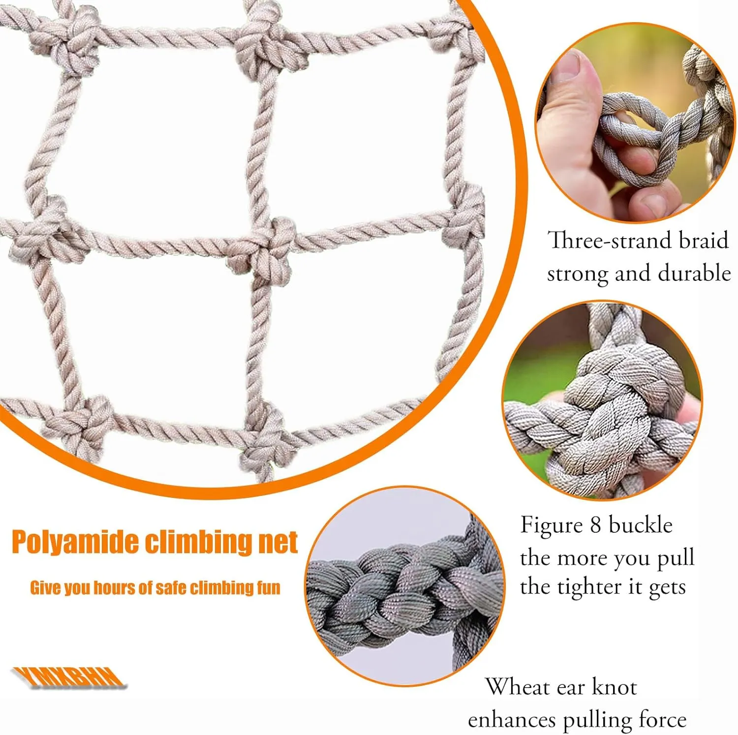 Heavy Duty Climbing Cargo Net,Safety Net Climbing Net for Playground & Tree House,Balcony Protection Net,Outdoor Training Rope Ladder(Size:100x500cm)