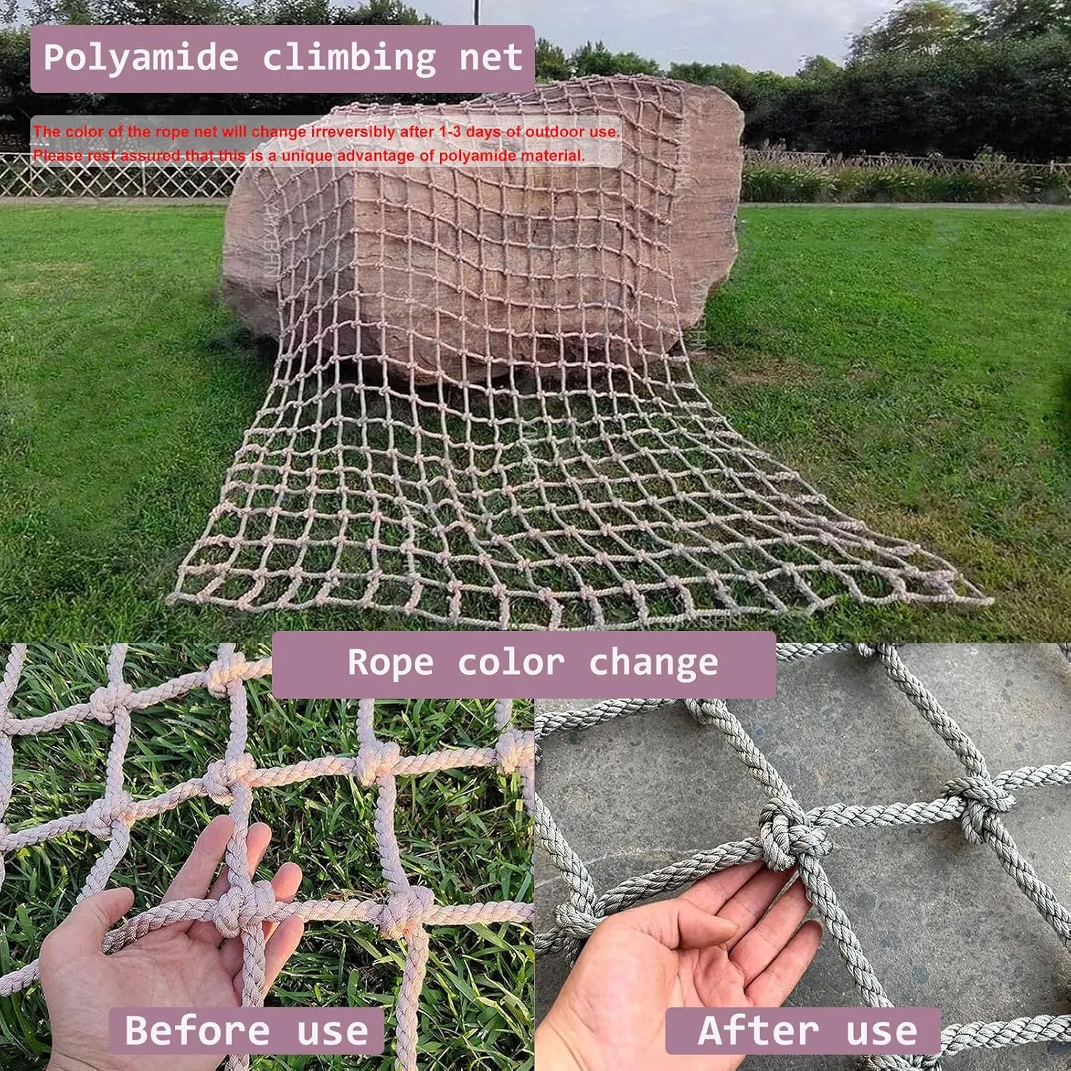Heavy Duty Climbing Cargo Net,Safety Net Climbing Net for Playground & Tree House,Balcony Protection Net,Outdoor Training Rope Ladder(Size:100x500cm)