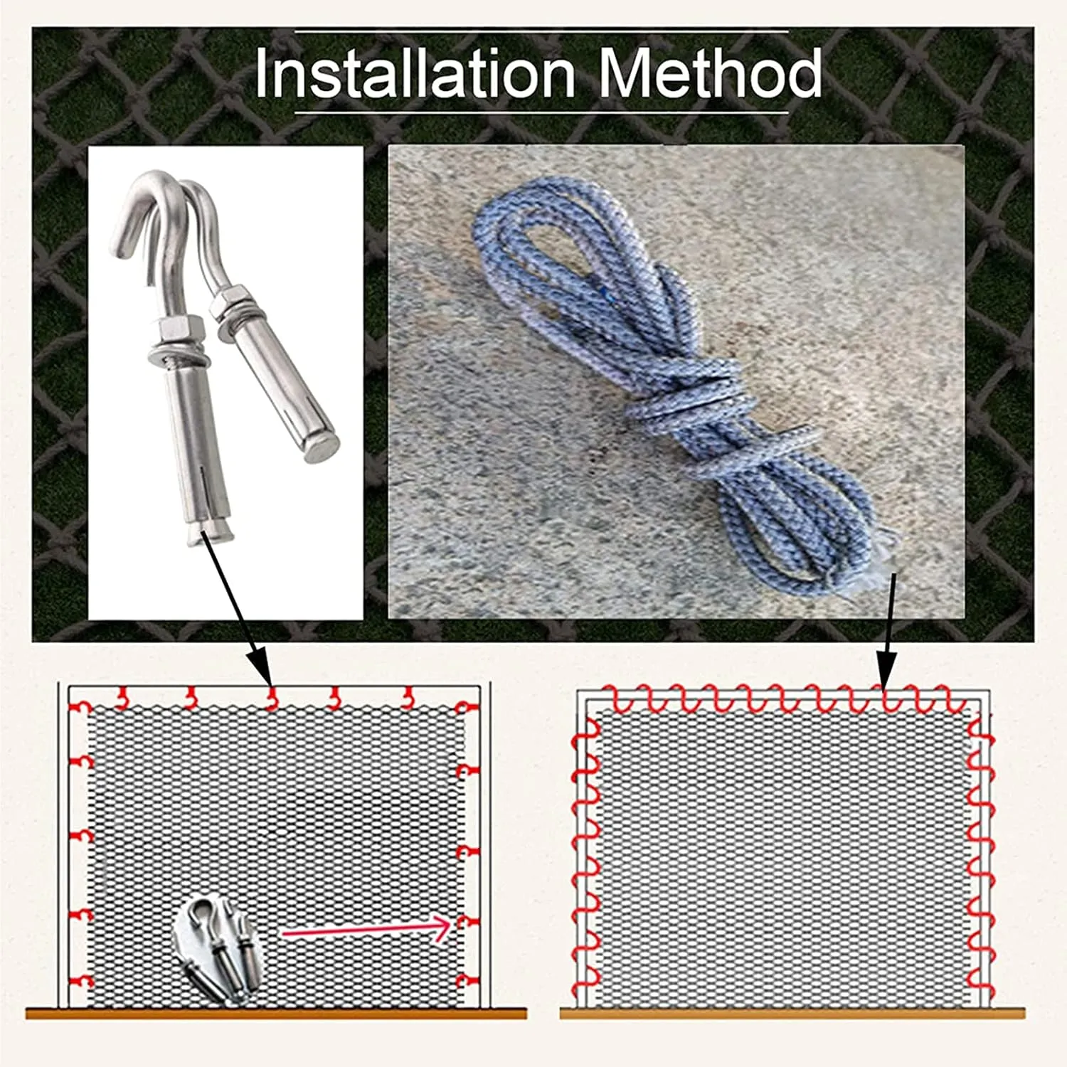 Heavy-Duty Climbing Net, Climbing Net Safety Net Rope Fence Stairs Balcony Railings Garden Playground Cargo Net Outdoor Climbing Cargo Net,Rope Ladder Polyester Fiber
