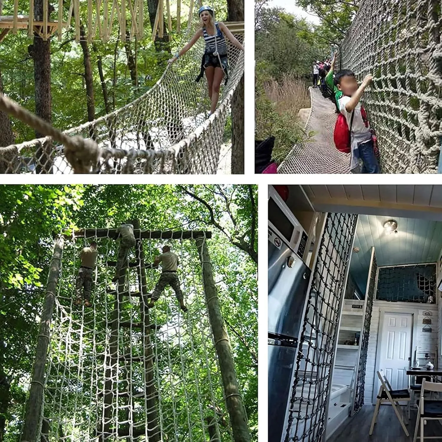 Heavy-Duty Climbing Net, Climbing Net Safety Net Rope Fence Stairs Balcony Railings Garden Playground Cargo Net Outdoor Climbing Cargo Net,Rope Ladder Polyester Fiber
