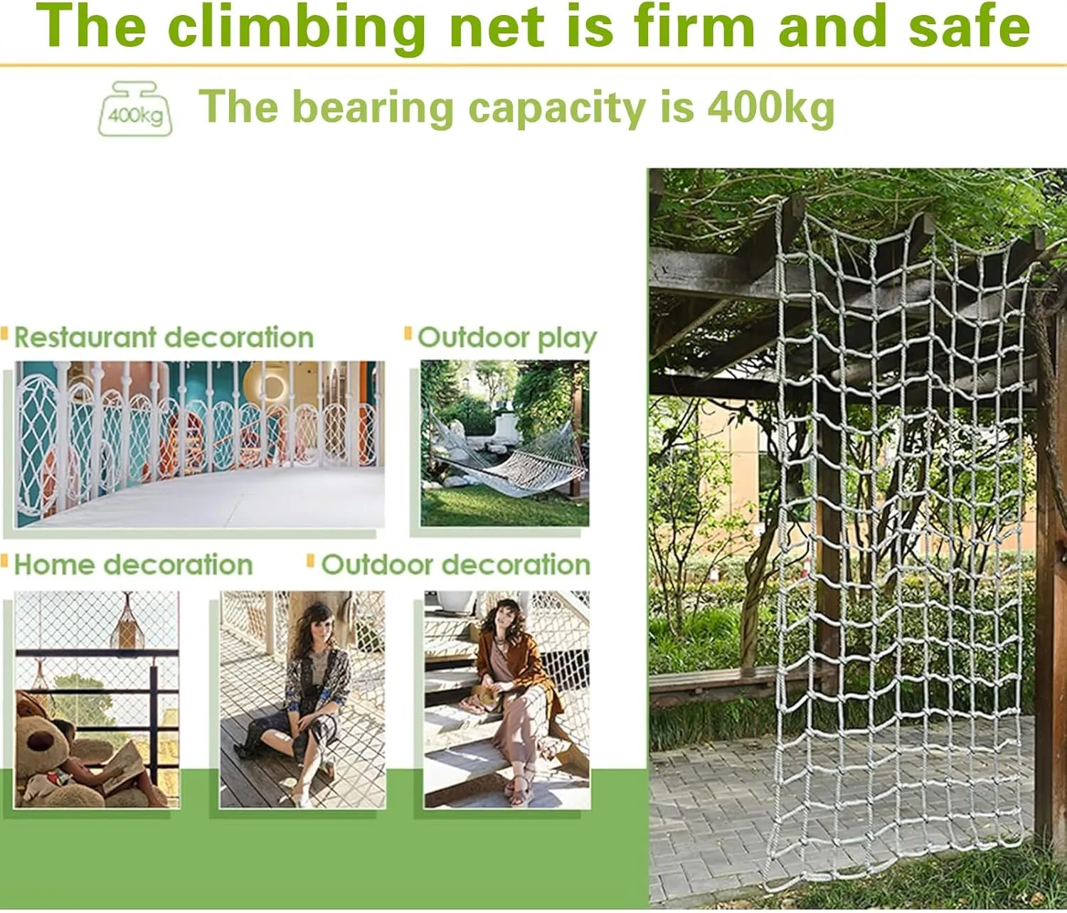 Heavy-Duty Climbing Net, Climbing Net Safety Net Rope Fence Stairs Balcony Railings Garden Playground Cargo Net Outdoor Climbing Cargo Net,Rope Ladder Polyester Fiber