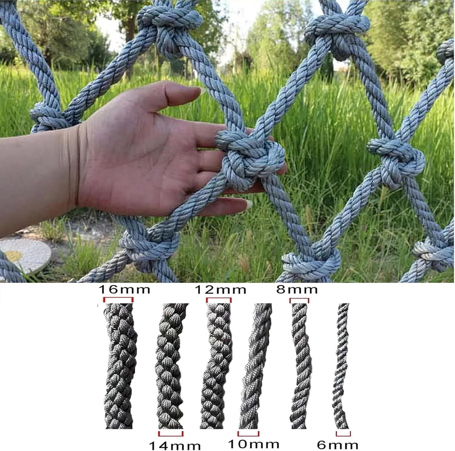 Heavy Duty Climbing Net for Indoor and Outdoor Large Rope Outdoor Cargo Net Playground Net Stair Balcony Railing Protection Net,1Mx1M(3.3FTx3.3FT)