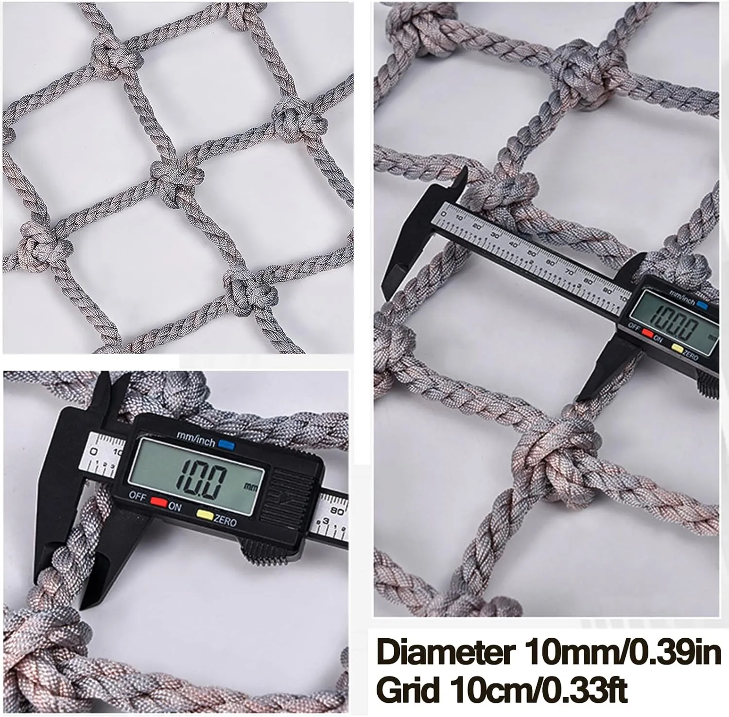 Heavy Duty Climbing Net for Indoor and Outdoor Large Rope Outdoor Cargo Net Playground Net Stair Balcony Railing Protection Net,1Mx1M(3.3FTx3.3FT)