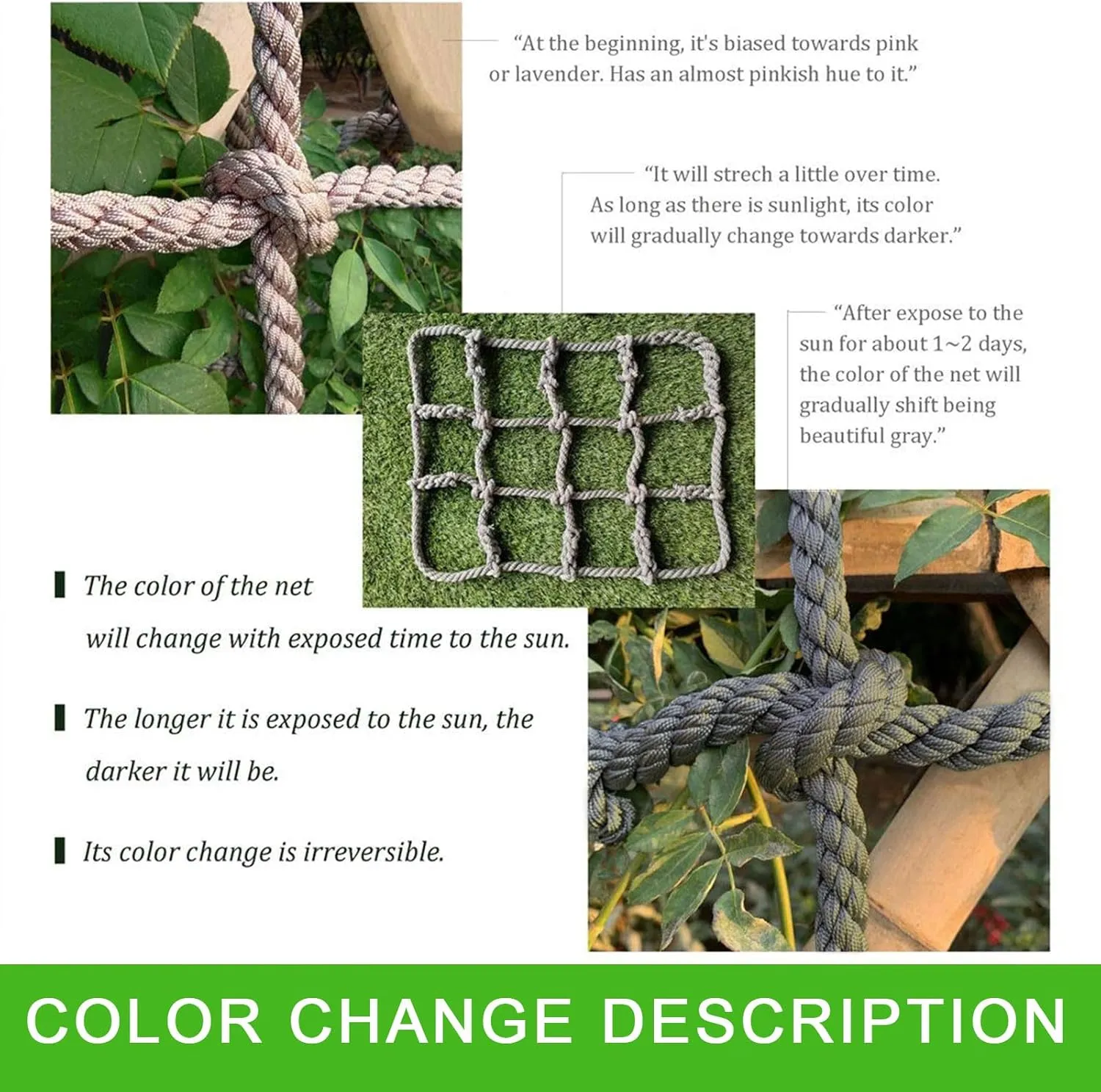Heavy-Duty Climbing Net for Kids,Multi-Use Climbing Rope Net for Backyard & Playground – Safe Net for Kids & Adults, Easy to Hang on Trees, Swing Sets, Adventure Courses.,1.5m*3/5 * 9.9ft