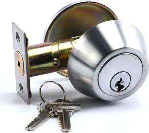 Heavy Duty Designer Commercial Deadbolt (Single Cylinder Lock, Satin Chrome, 26D) Non-Handed, Grade 2 Industrial - UL 3 Hour Fire Rated & ADA Compliant | Wood or Metal Doors