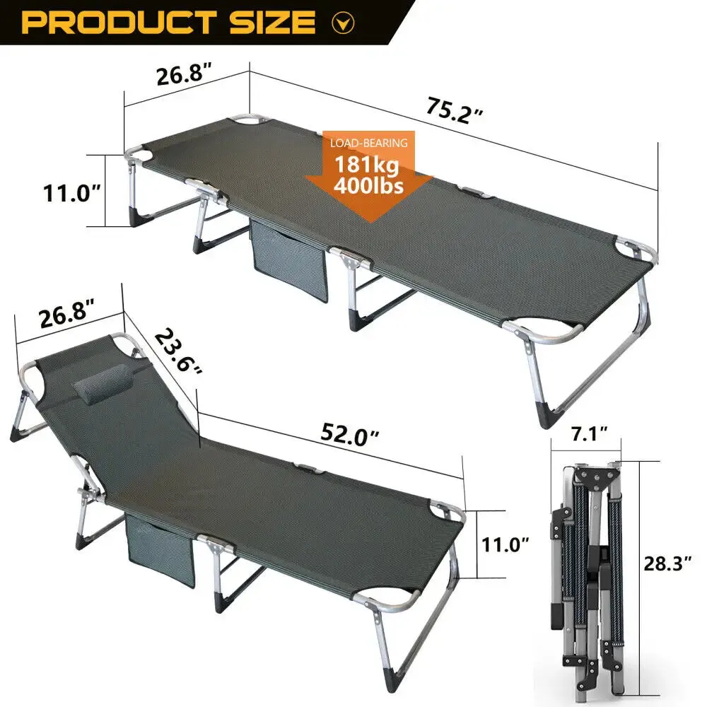 Heavy-Duty Fold Up Cot with Mattress | 400 LBS | 180 kg