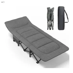 Heavy Duty Foldable Camping Cot with Quiet Pillow – 5-Position Adjustable Sleeping Cot for Adults