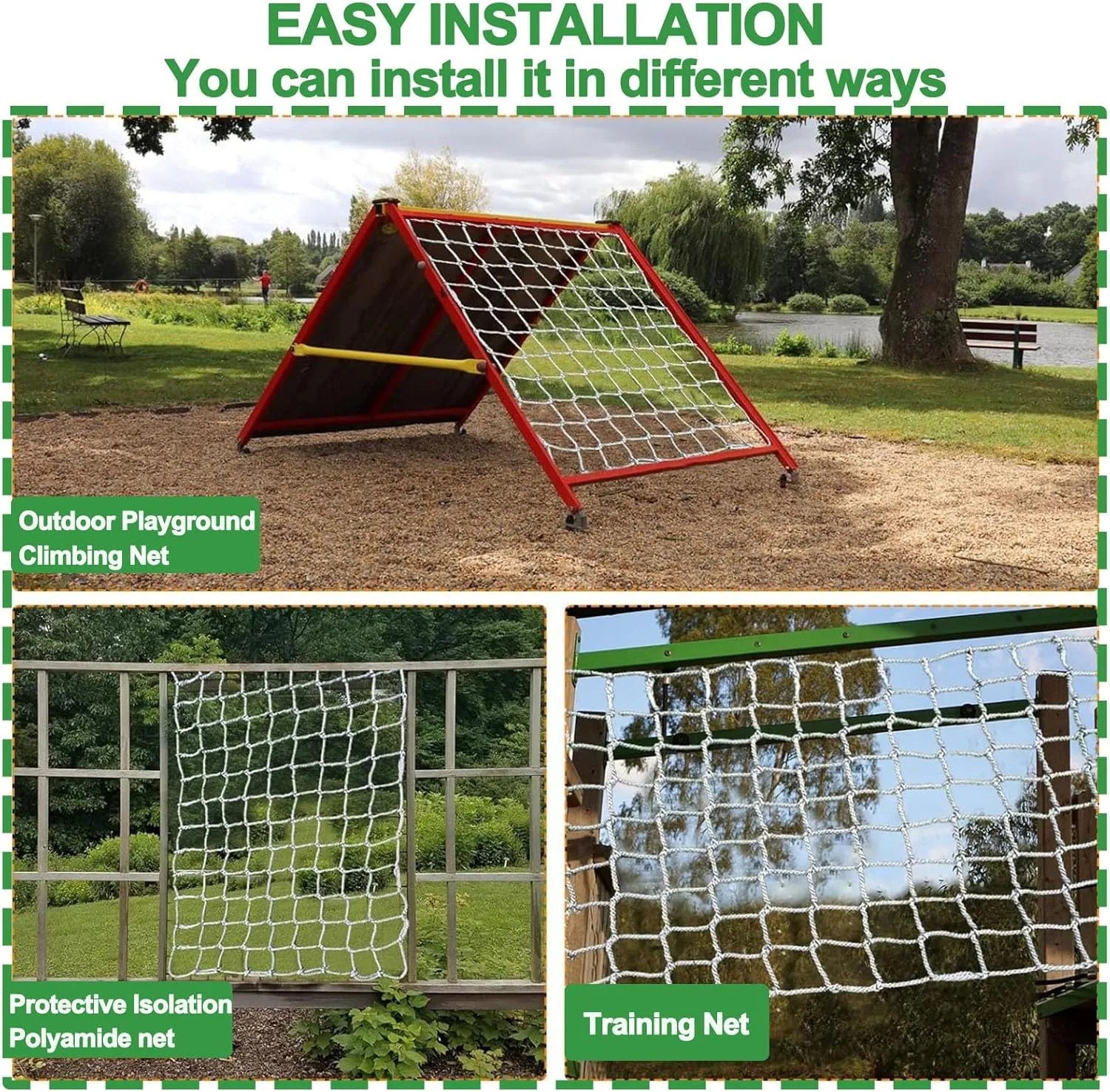 Heavy Duty Hemp Climbing Rope Cargo Net Playground Safety Net Thick 0.31" Climbing Net Antifall Net Kids Tree House Rope Ladder Truck Trailer Fence Netting,6.6x23ft