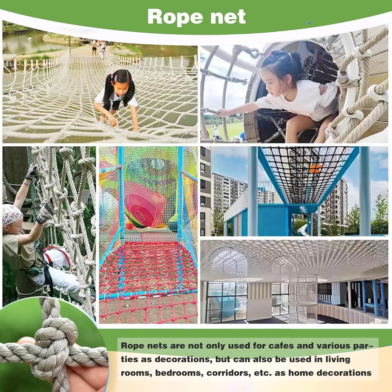 Heavy Duty Net, Rope Climbing Net, Safety Net Rope, Fence Stairs Balcony Railings Garden Playground Protection Playground Play Safety Net Outdoor Climbing Cargo Net(Size:2Mx4M(6.6FTx13.1FT))