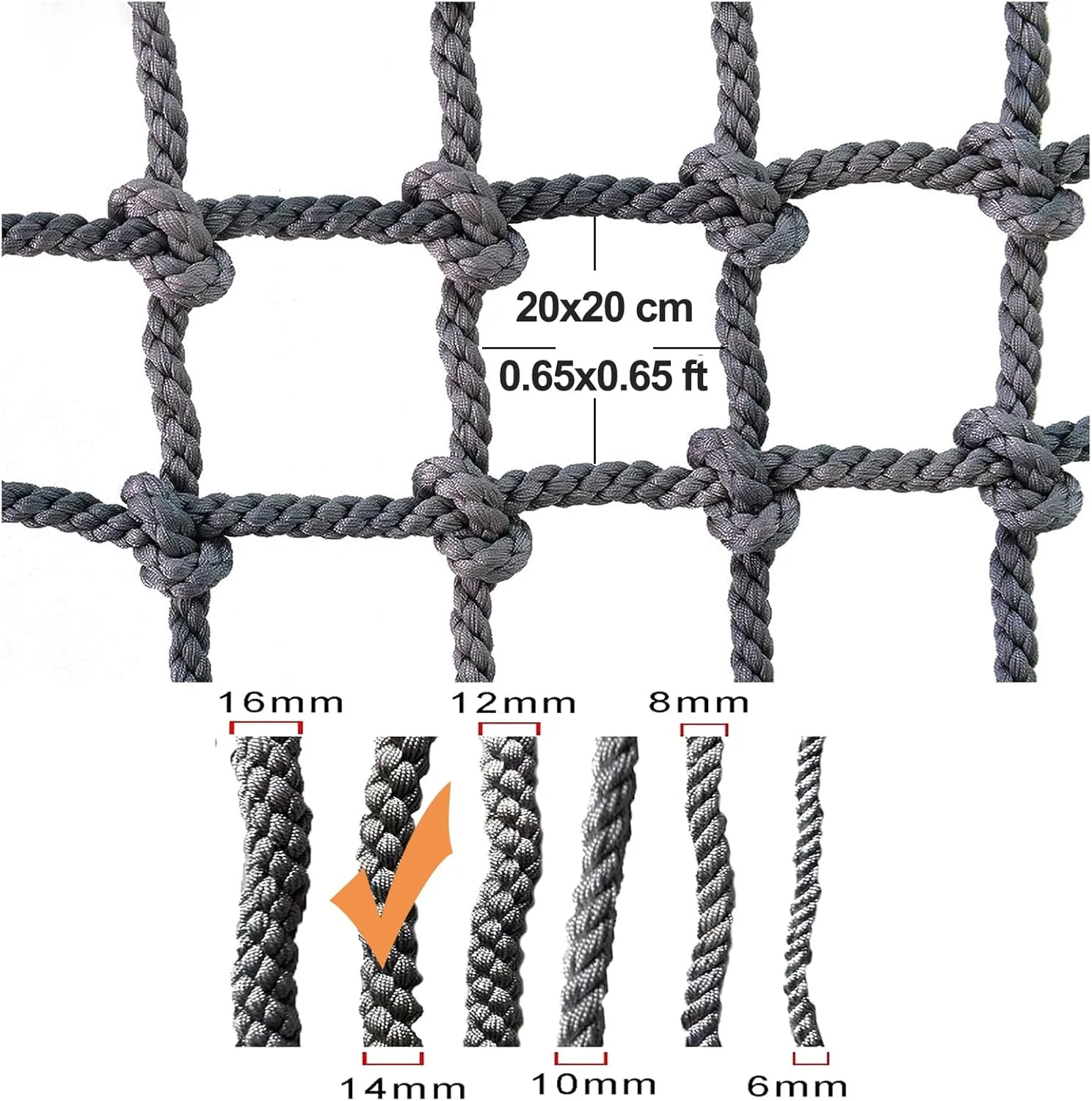 Heavy Duty Net, Rope Climbing Net, Safety Net Rope, Fence Stairs Balcony Railings Garden Playground Protection Playground Play Safety Net Outdoor Climbing Cargo Net(Size:2Mx4M(6.6FTx13.1FT))
