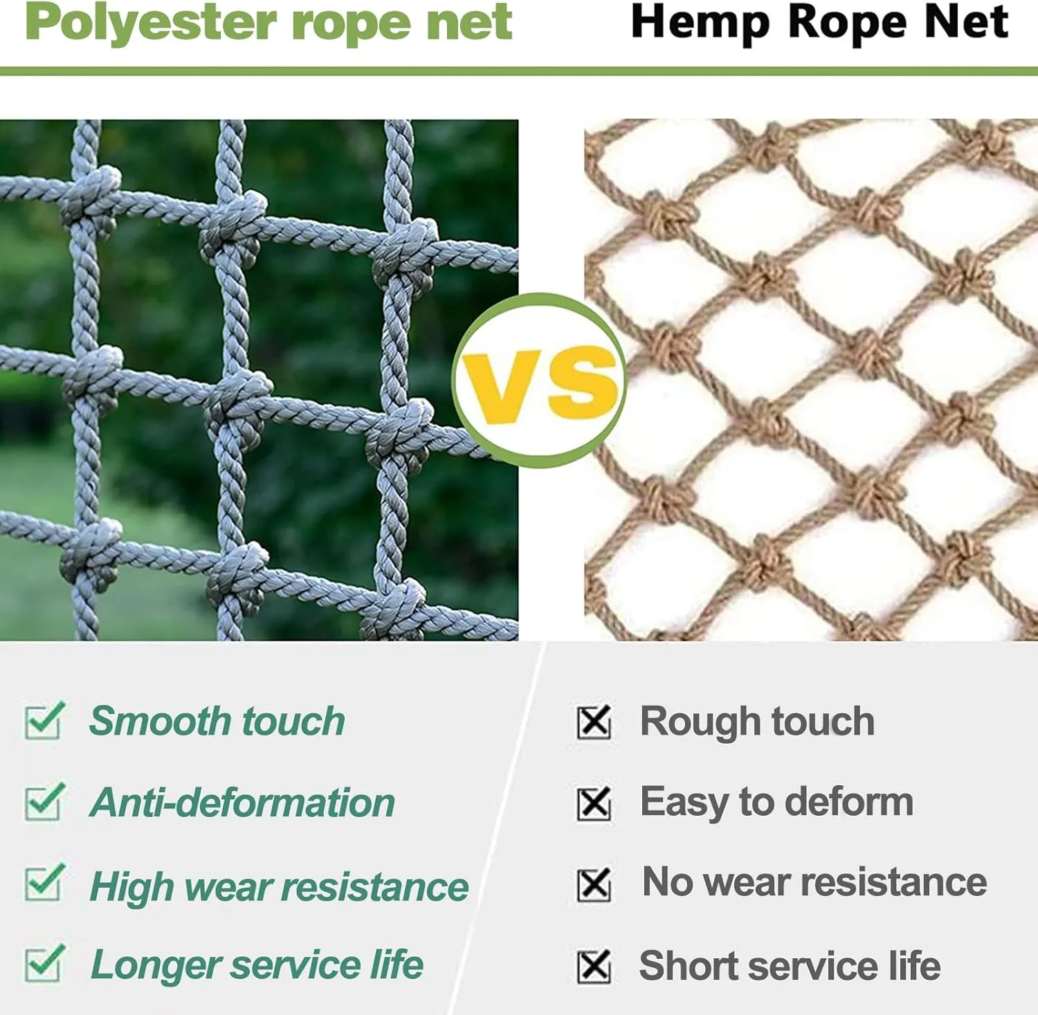 Heavy Duty Net, Rope Climbing Net, Safety Net Rope, Fence Stairs Balcony Railings Garden Playground Protection Playground Play Safety Net Outdoor Climbing Cargo Net(Size:2Mx4M(6.6FTx13.1FT))