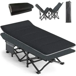 Heavy Duty Ultralight Camping Cot 450 Lbs Capacity Lightweight Folding Bed with Removable Cushion and Carry Bag for Comfortable Adult Outdoor Sleep