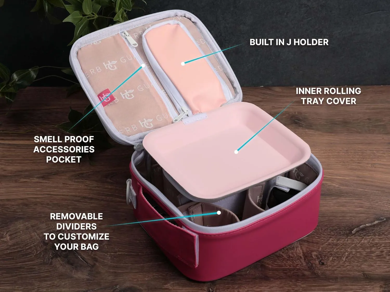 Herb Guard Large Pink Creamsicle Case with Built In Locks