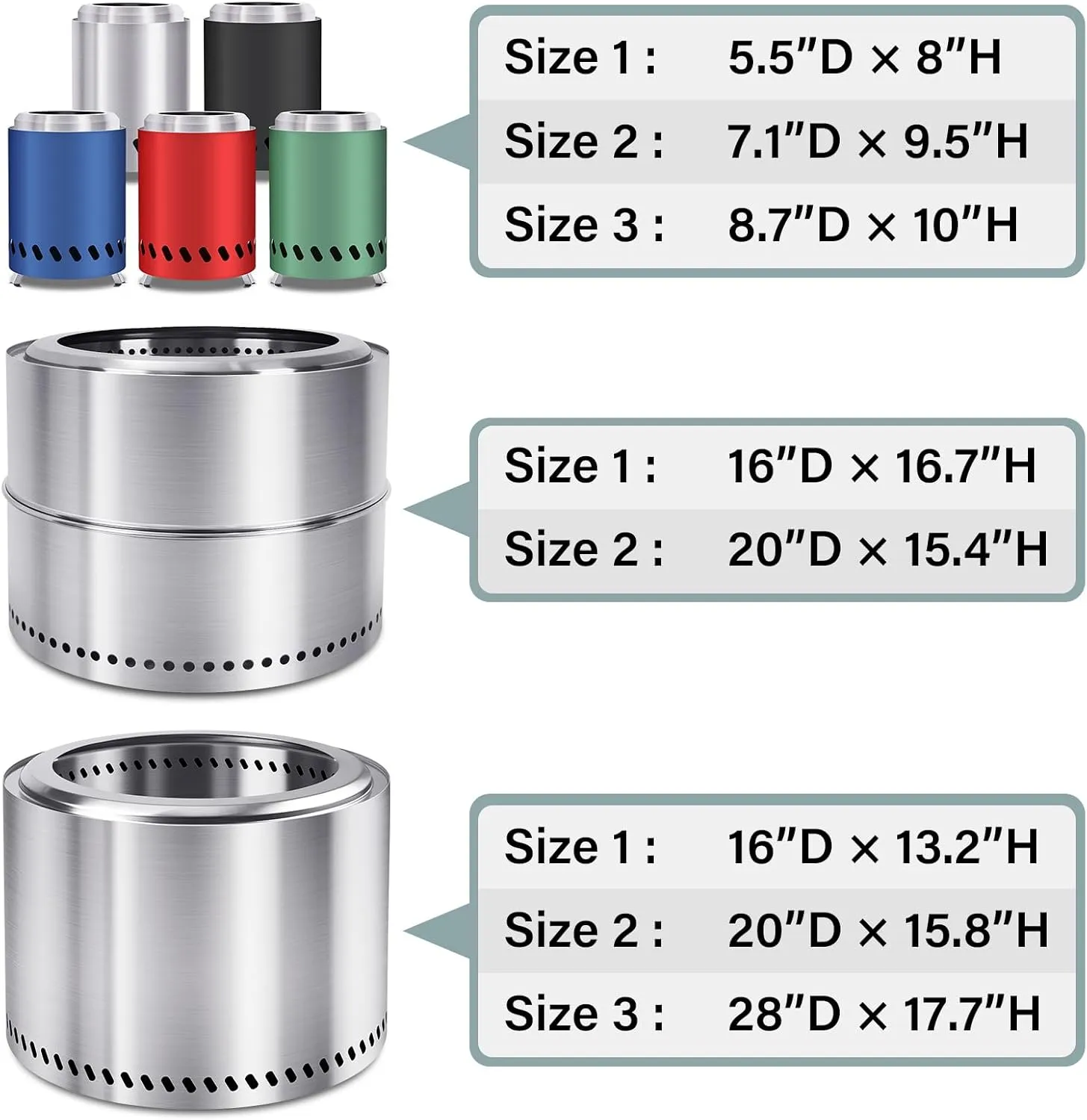 HGD 9.5 x 7.1 in Small Tabletop Fire Pit, Portable Mini Smokeless Table Top Firepit, Low Smoke Camping Stove for Outdoor & Patio, Fueled by Pellets or Wood, with Travel Bag, Stainless Steel, Silver