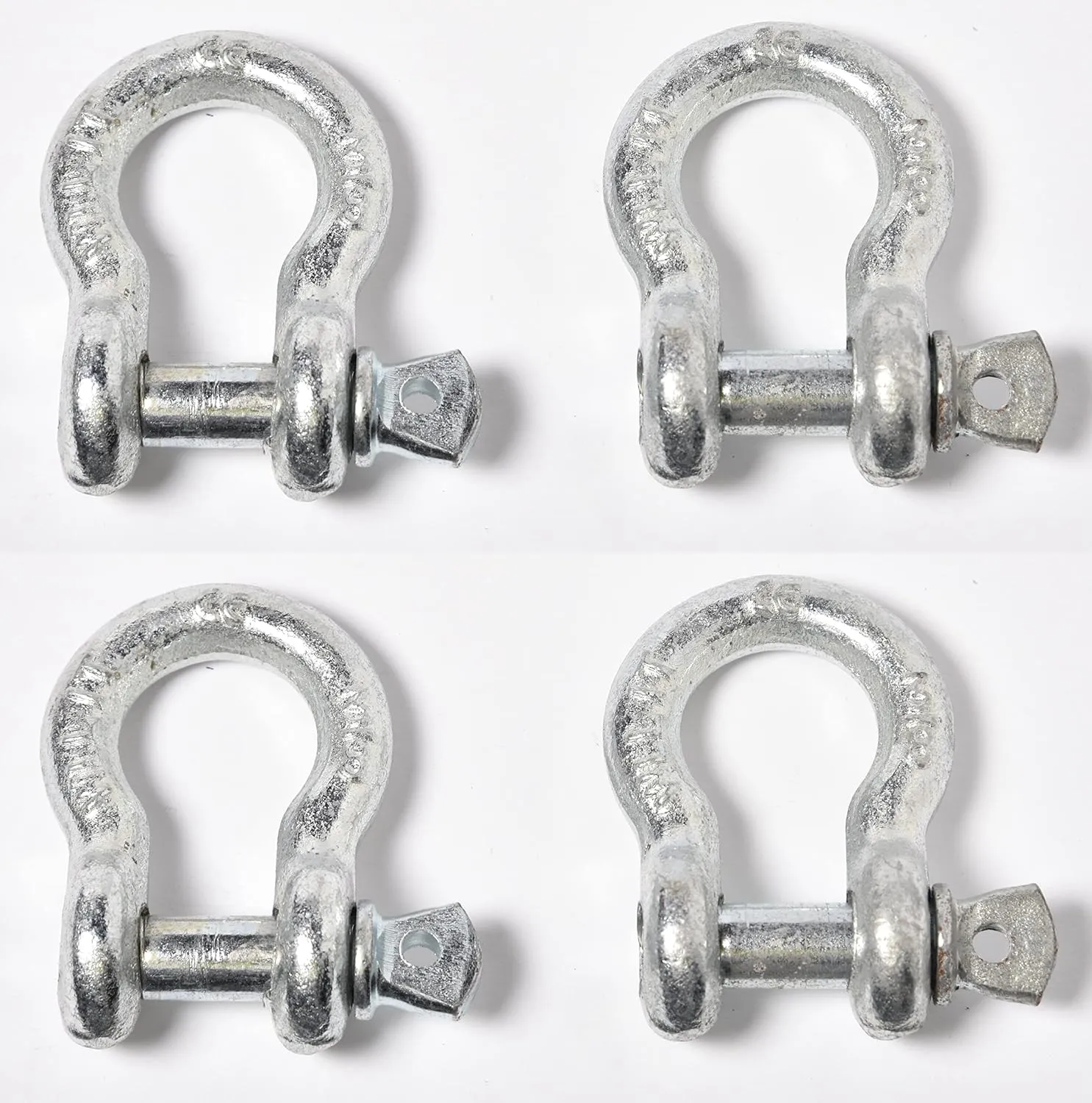 Hi-Gear 4 Pack - Bow Shackle for Tow Strap Hooks by 3/8 Alloy Steel Heavy Duty Shackles with Clevis and Anchor Screw Pins - a Must Have Accessory for Off-Road, Towing and Vehicle Recovery