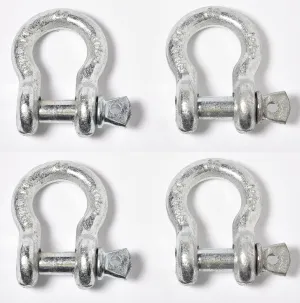 Hi-Gear 4 Pack - Bow Shackle for Tow Strap Hooks by 3/8 Alloy Steel Heavy Duty Shackles with Clevis and Anchor Screw Pins - a Must Have Accessory for Off-Road, Towing and Vehicle Recovery