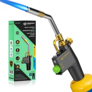 High-Intensity Propane Torch Head,Auto Trigger Start MAPP MAP Gas Torch Heavy Duty Propane Torch Head with Igniter Metal Handle MAP Gas Torch Kit Blow Torch for Soldering Welding Brazing