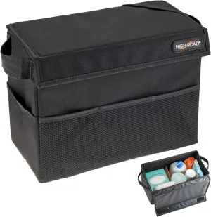 High Road Car Storage Organizer with Lid, Multipurpose Back or Front Seat Auto Console or Trunk Organizer, Univeral Fit in All Vehicles