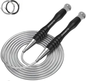 High Speed Jump Rope for Adults Men Women, Double Under Jumping Ropes for Workout Fitness Professional Training Boxing, Weighted Crossfit Skipping Rope with Tang-free Cable, Stainless Steel Handle with Removable Counterweight Rob