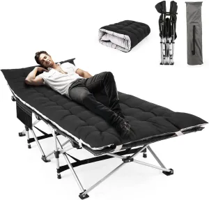 Homdox Camping cot Folding Outdoor Camping Travel Cot and Cot Pad - Quality Lightweight Portable Heavy Duty Adult Travel Cot Double Layer Oxford Portable Travel Camp Cots for Camp/Office/Home