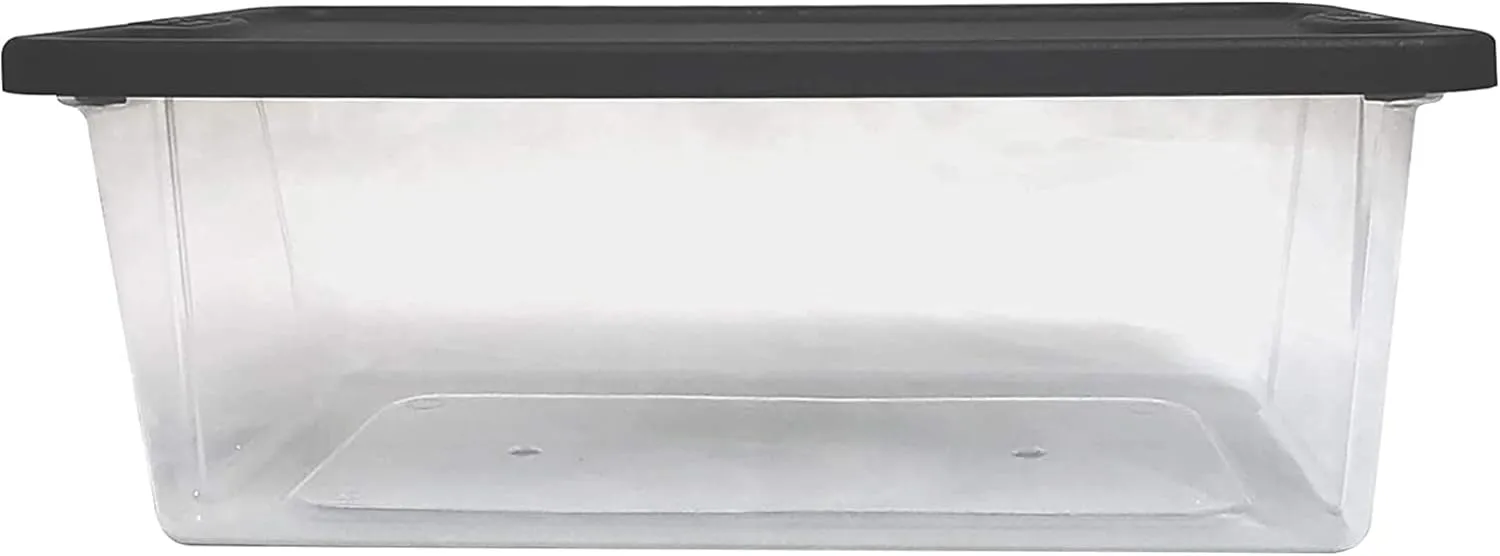 HOMZ 10-Pack Snaplock, Small Clear Plastic Storage Bins with Lids, 6 Quart, Gray