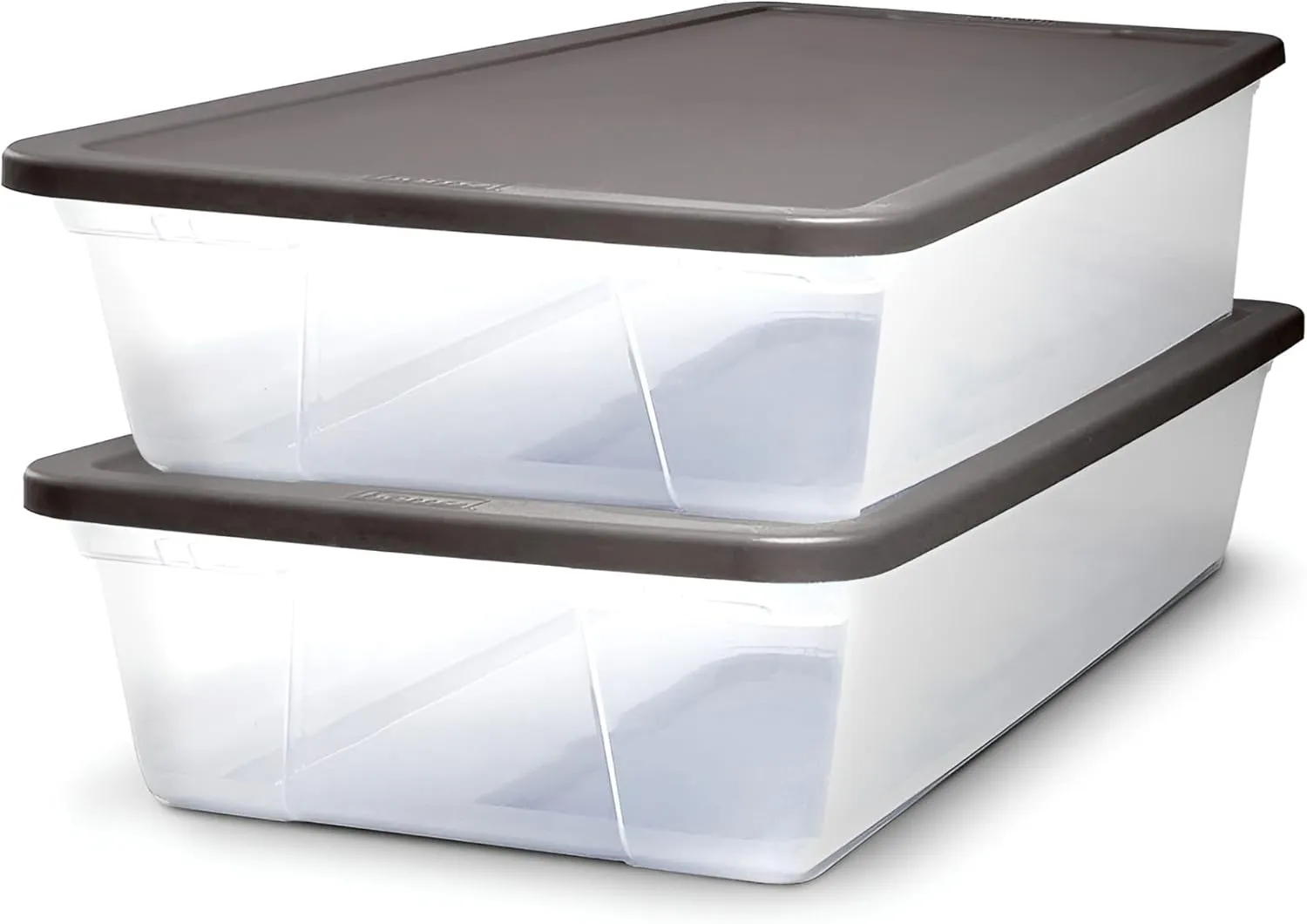 HOMZ 2-Pack Snaplock, Small Clear Plastic Storage Bins with Lids, 28 Quart, Gray