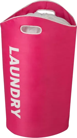 Honey-Can-Do Laundry Basket, Waterproof Laundry Hamper, Laundry Bag for Dorm Room, Clothes Hamper Stands Up Well, Collapsible Laundry Basket Easy Storage (Pink)
