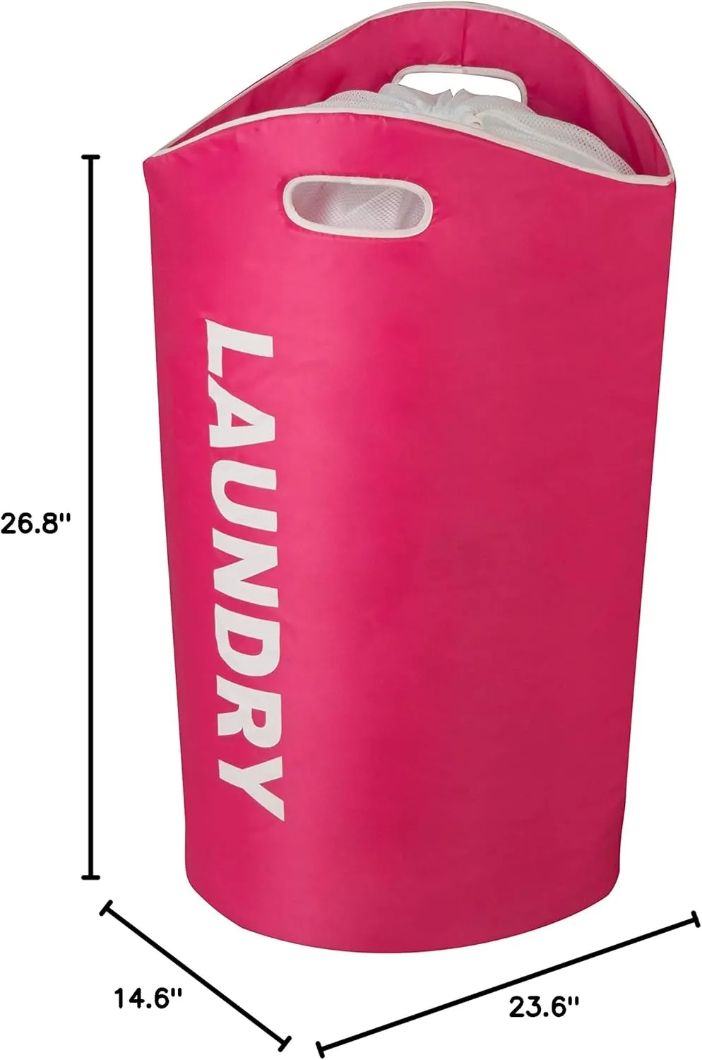 Honey-Can-Do Laundry Basket, Waterproof Laundry Hamper, Laundry Bag for Dorm Room, Clothes Hamper Stands Up Well, Collapsible Laundry Basket Easy Storage (Pink)