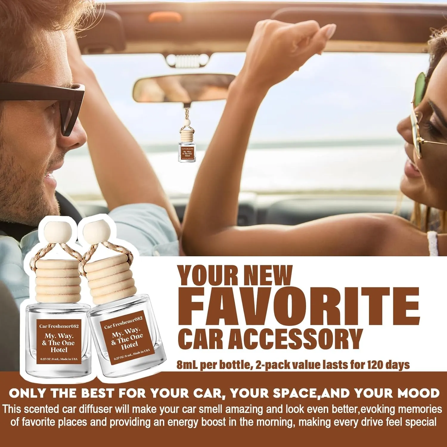 HoogaLife Car Air Freshener Diffuser 4 Pack Hanging Car Freshener for Women - 24K Magic & W Hotel ＆ Cabana & Ritz-Carlton Hotel ＆ Dream On & Westin Hotels ＆ My Way & The One Hotel Fragrance Oil