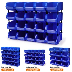 HORUSDY Stackable Storage Bins - 3 Sizes, Durable Garage & Workshop Organizer for Nuts, Bolts, and Small Parts