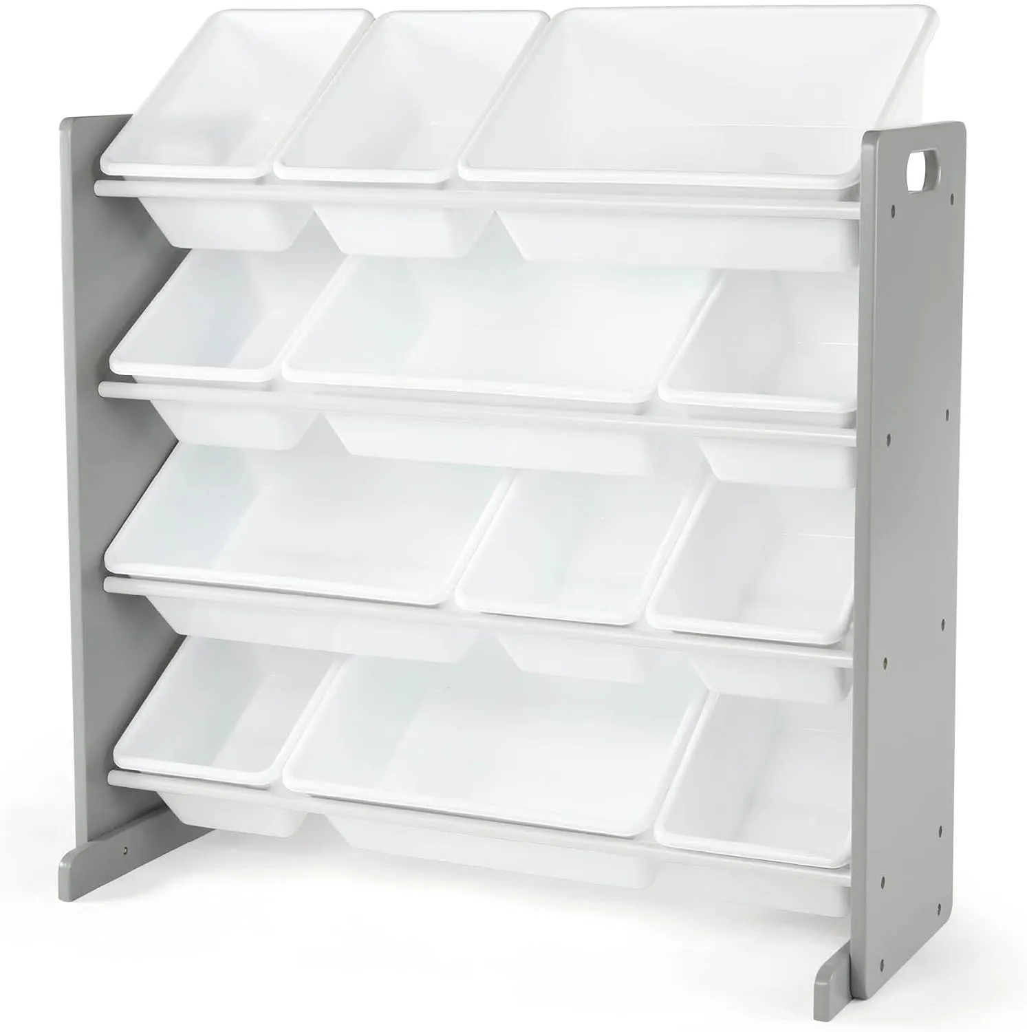Humble Crew, Grey/White Kids Toy Organizer with 12 Storage Bins, Toddler