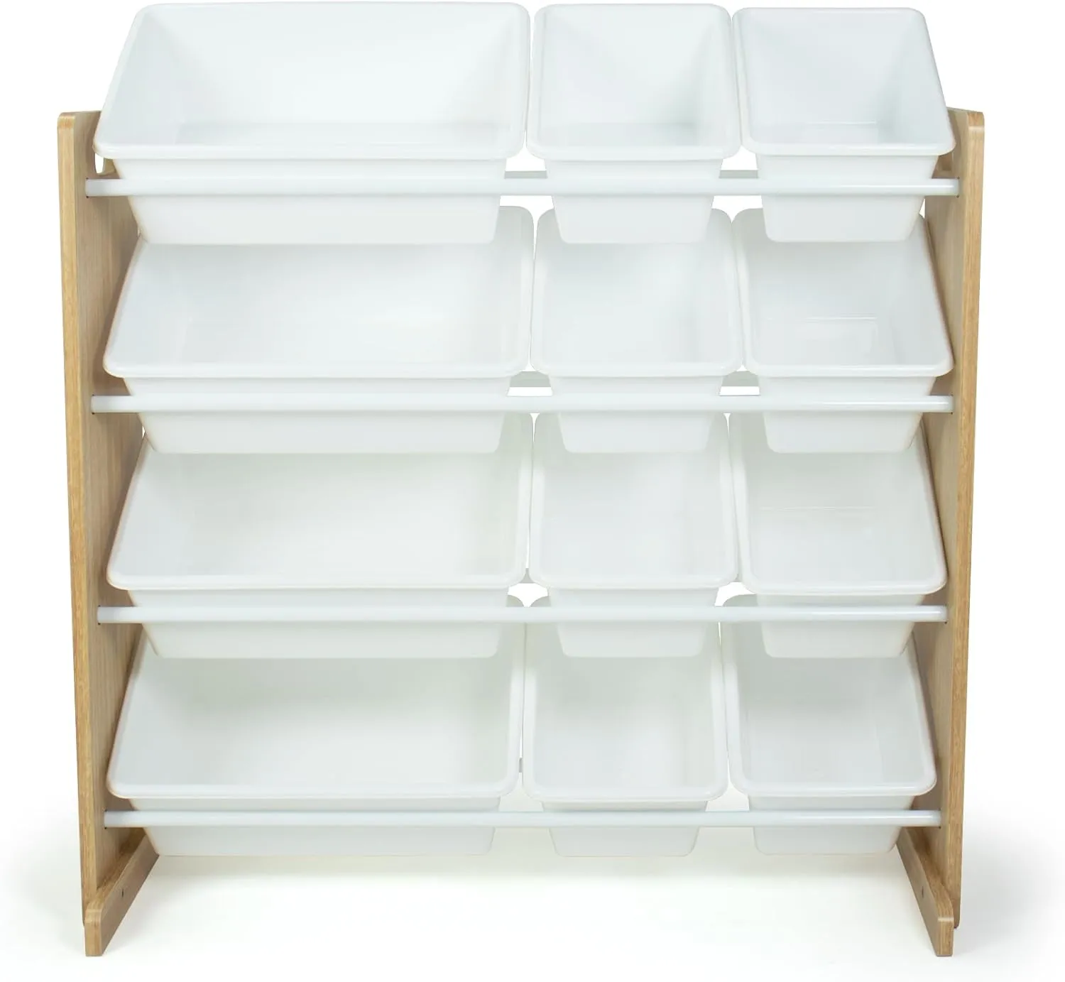 Humble Crew, Natural Wood/White Kids Toy Organizer with 12 Storage Bins
