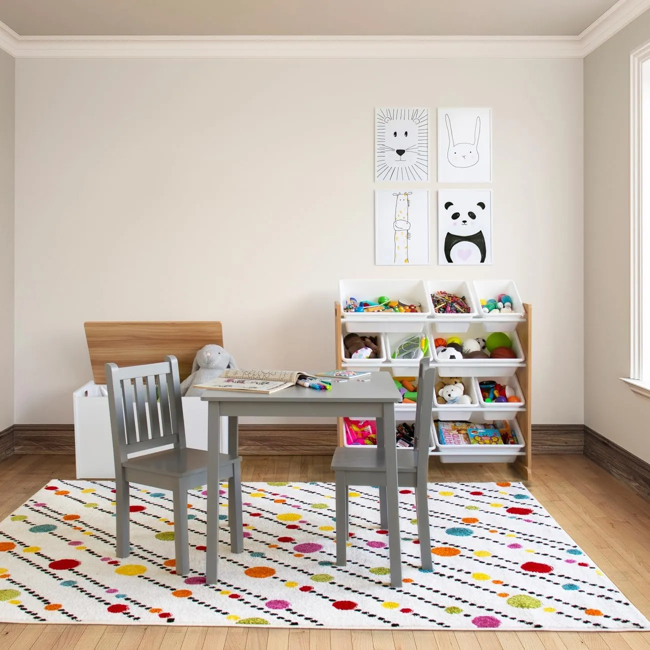 Humble Crew, Natural Wood/White Kids Toy Organizer with 12 Storage Bins