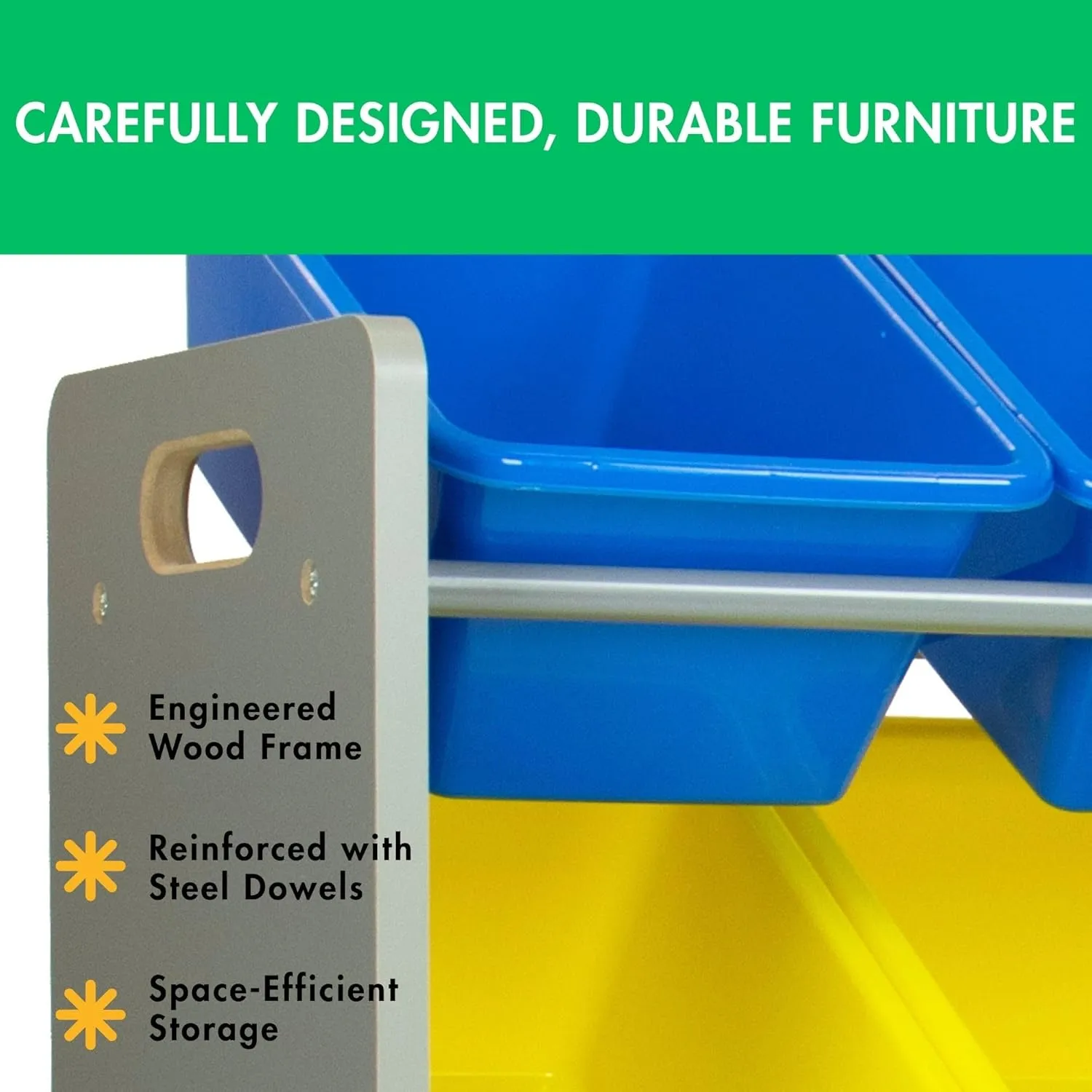 Humble Crew Toy Storage Organizer, Grey/Blue/Green/Yellow 34x11x31,12x9x6,16xx12x6 inches