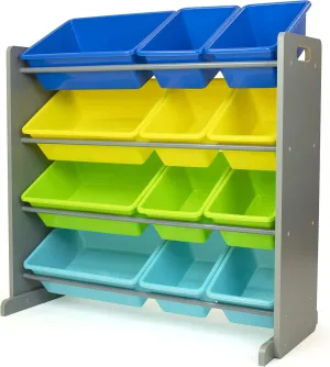 Humble Crew Toy Storage Organizer, Grey/Blue/Green/Yellow 34x11x31,12x9x6,16xx12x6 inches