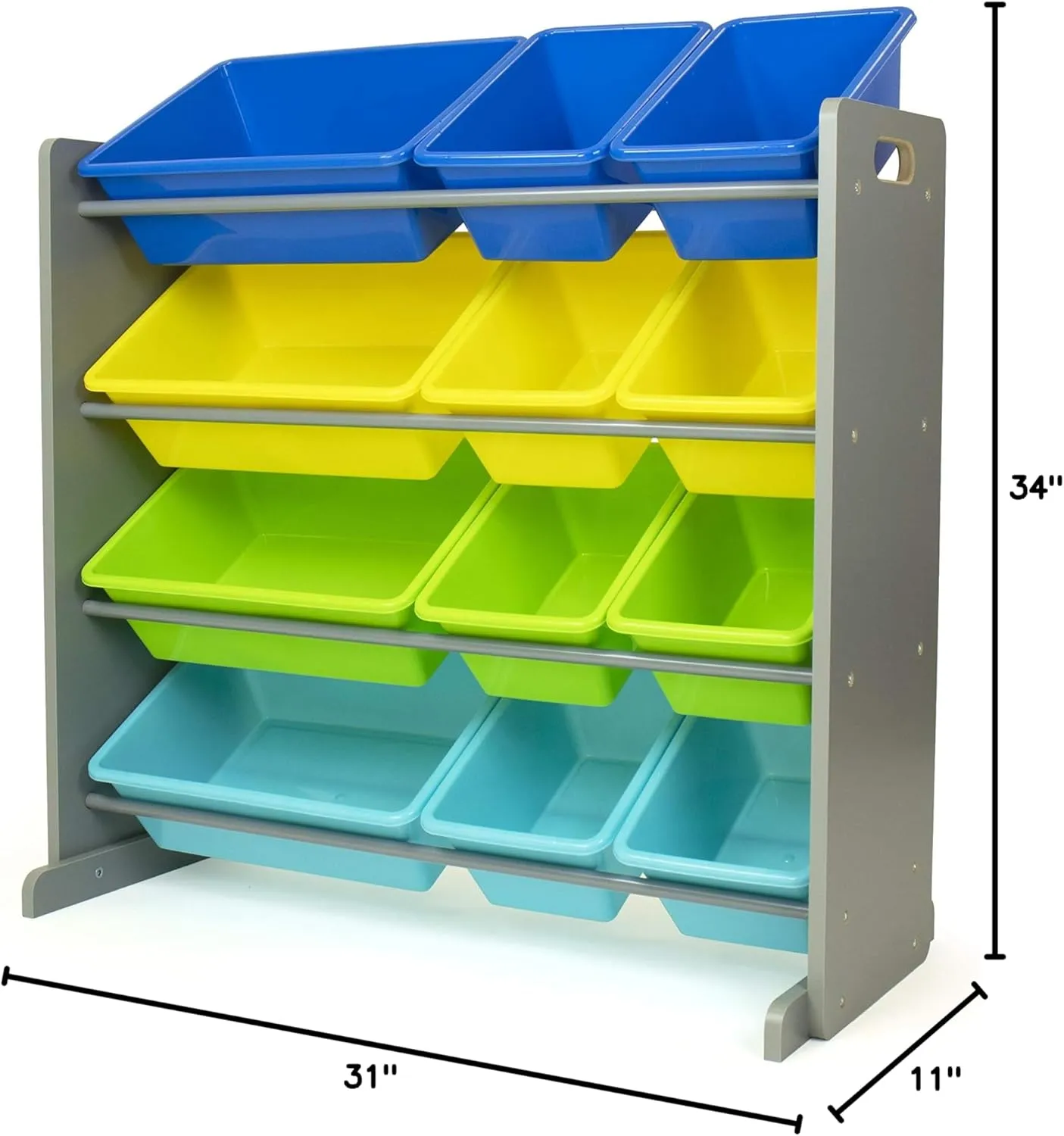 Humble Crew Toy Storage Organizer, Grey/Blue/Green/Yellow 34x11x31,12x9x6,16xx12x6 inches