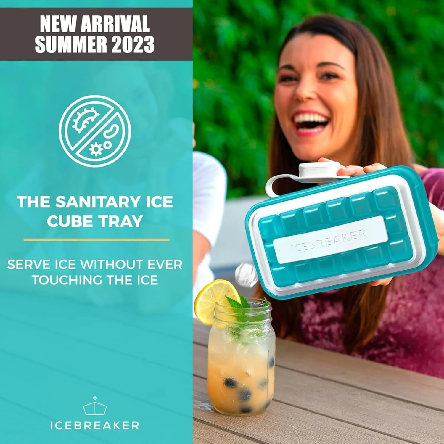 Ice Cube Tray with Lid - NO SPILL Innovative Patented Ice Tray for Freezer - NO TOUCH Silicone Ice Cube Tray for Freezer - This Ice Maker Makes 18 Cubes/Serv and 54/Day - Ice Cube Mold by ICEBREAKER