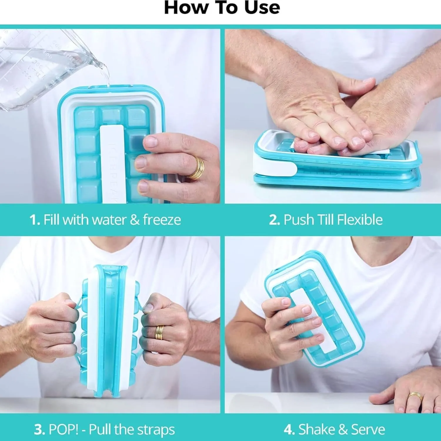 Ice Cube Tray with Lid - NO SPILL Innovative Patented Ice Tray for Freezer - NO TOUCH Silicone Ice Cube Tray for Freezer - This Ice Maker Makes 18 Cubes/Serv and 54/Day - Ice Cube Mold by ICEBREAKER